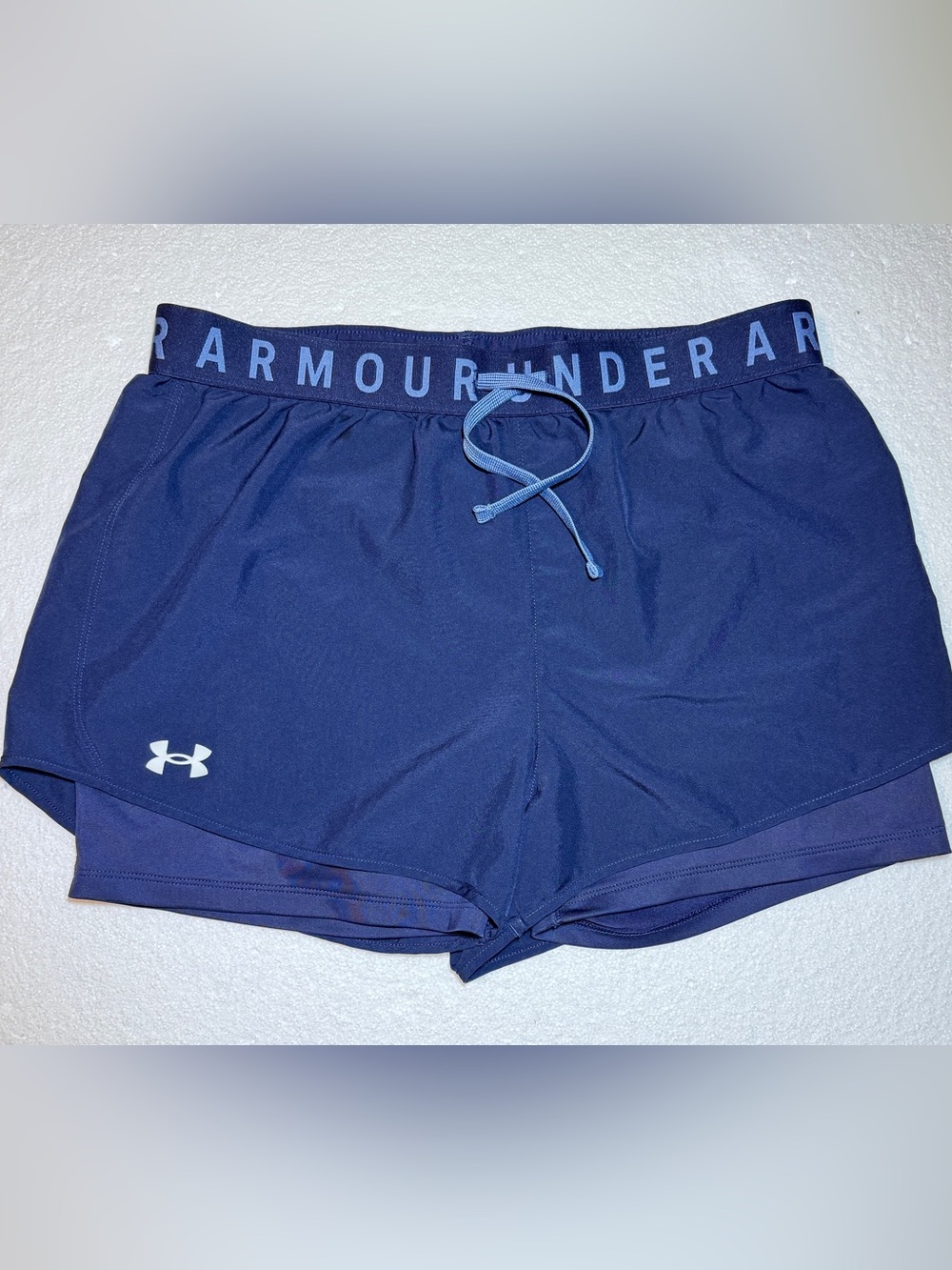 Under Armour Youth Girls Play Up 2 In 1 Short Heatgear Athletic Navy Blue YXL